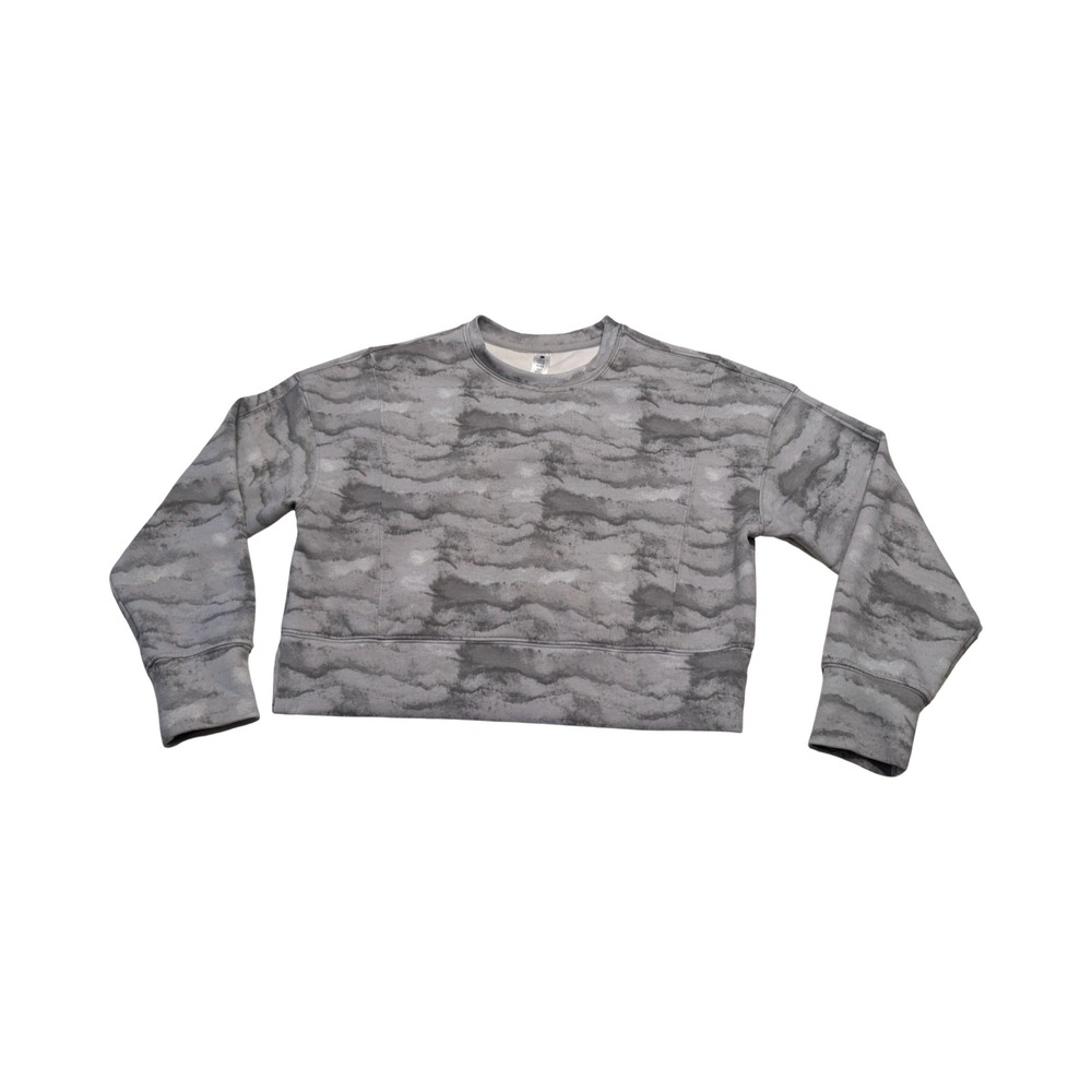 Yogalicious Girls Scuba Zuri Pullover Grey Marble Cropped Sweatshirt Size XL 14